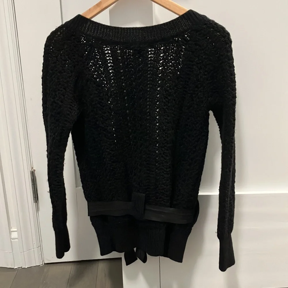 French Connection Open Front Wool Cardigan with Ribbon Tie Size S
